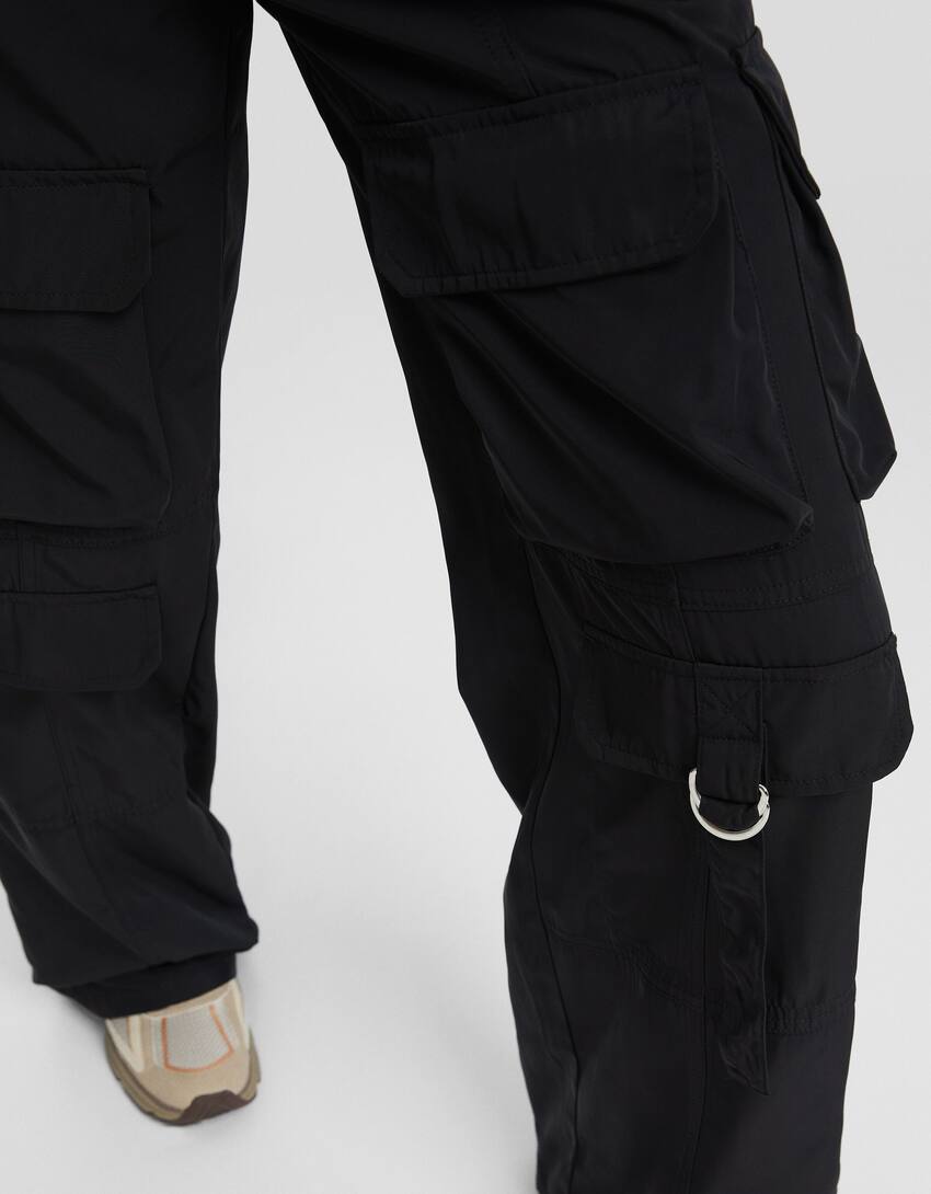 Technical cargo trousers-Black-3