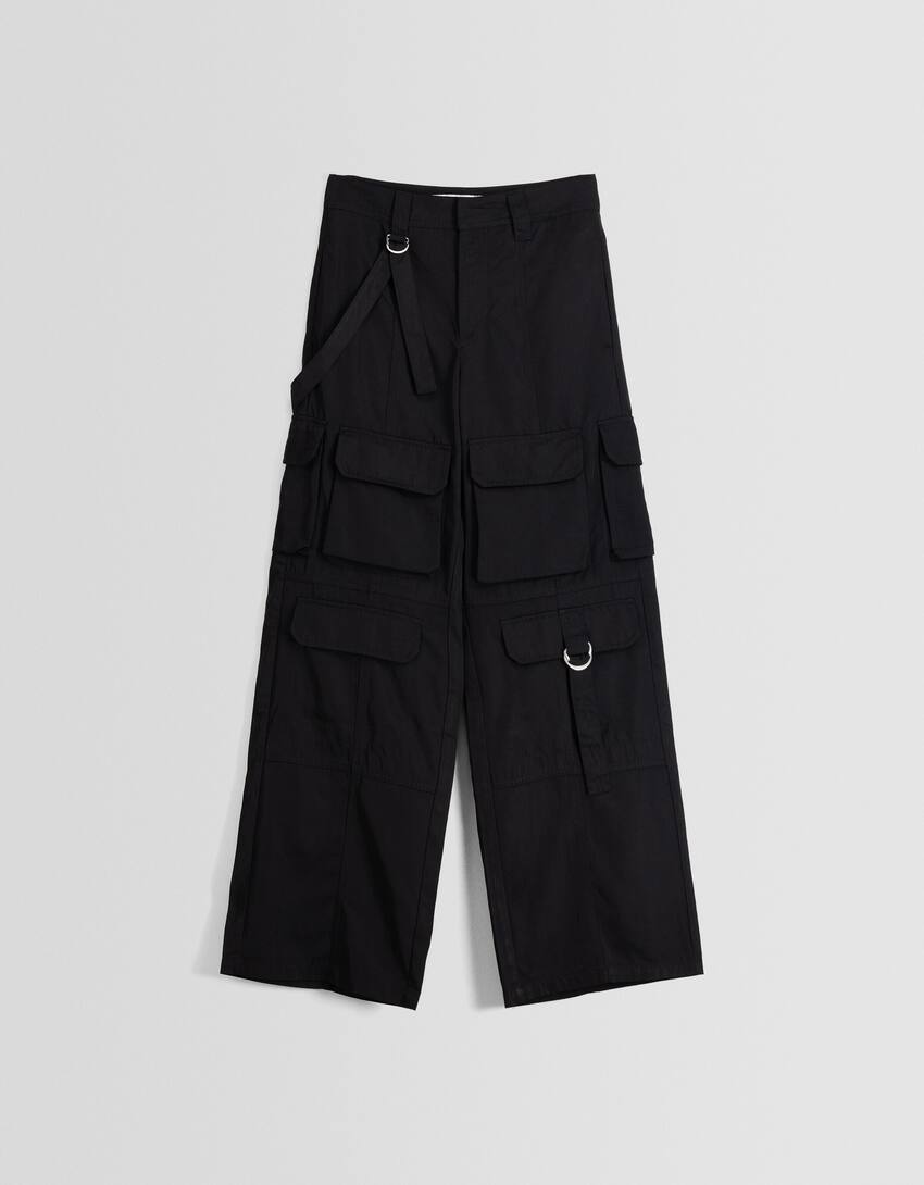 Technical cargo trousers-Black-4