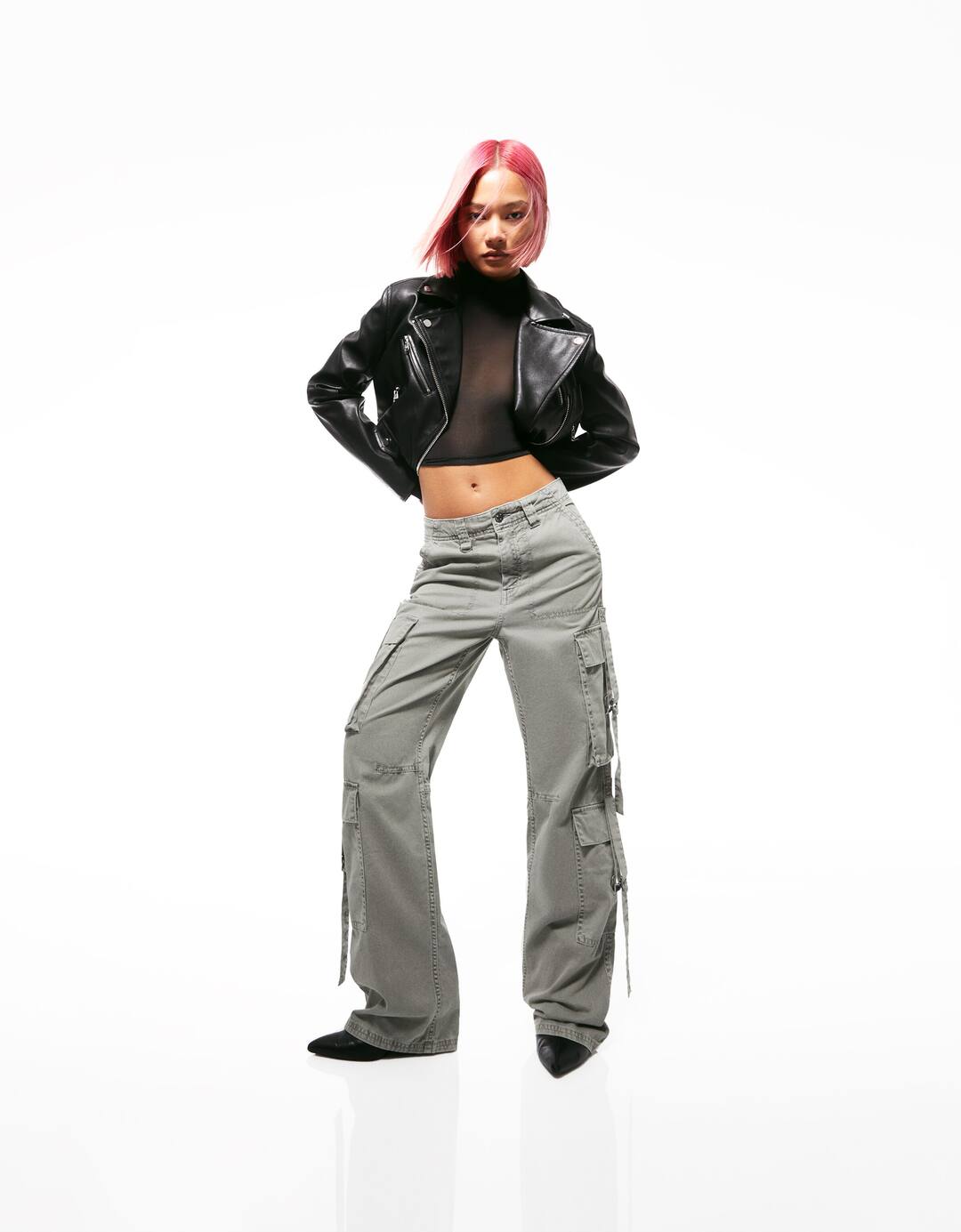 Pantalón cargo algodón tiras