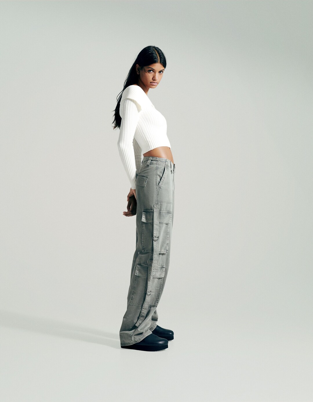 Pantalon cargo coton lanières