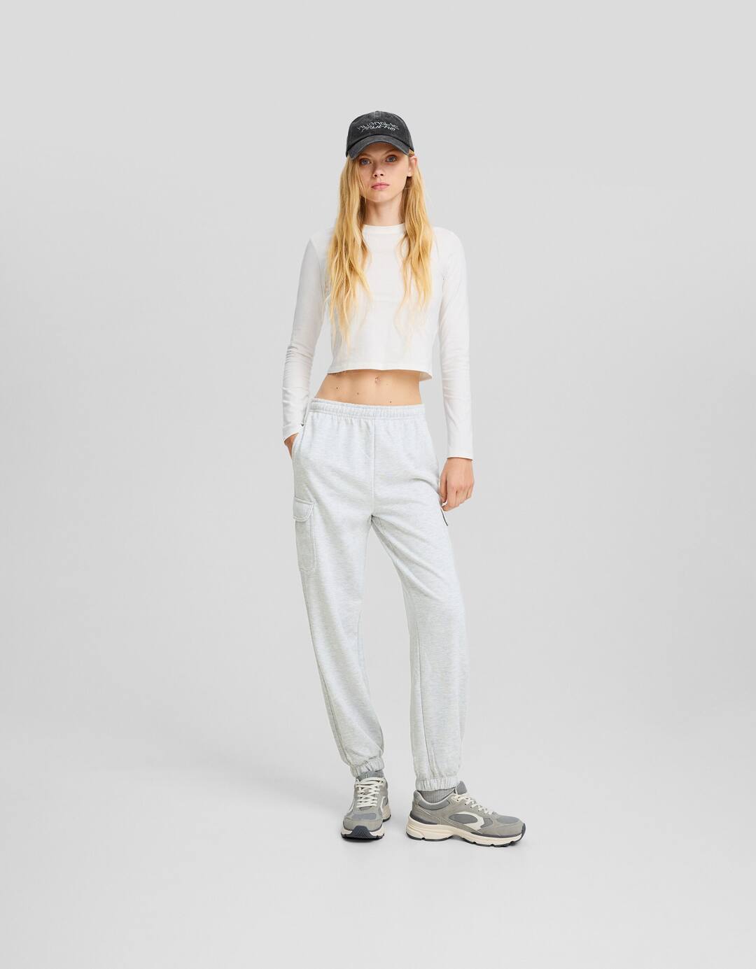Calças jogger felpa cargo