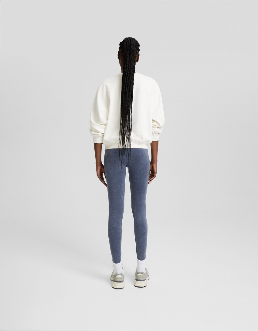 Seamless faded-effect leggings-Dark blue-2
