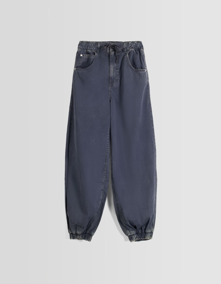 Cotton sweatpants with drawstring-Navy-4