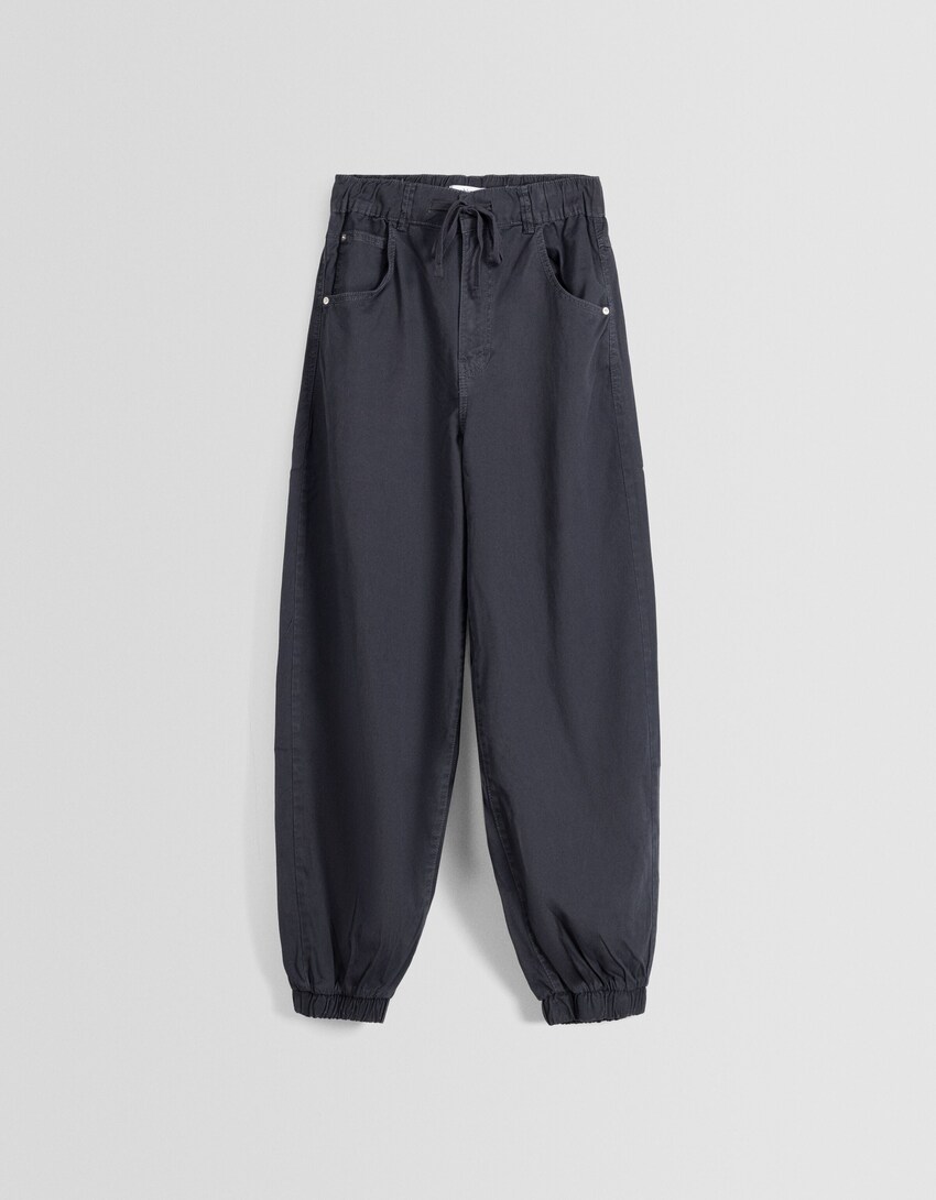 Cotton sweatpants with drawstring-Dark grey-4