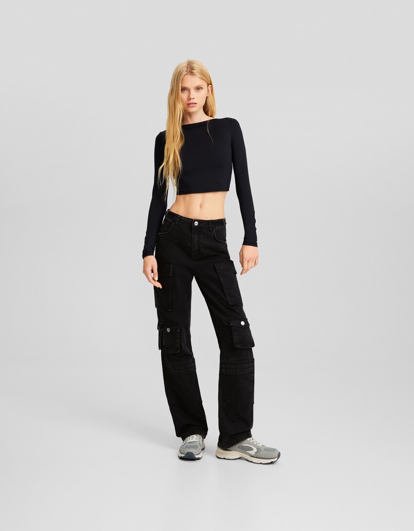 Multi-pocket twill cargo trousers - BSK Teen | Bershka