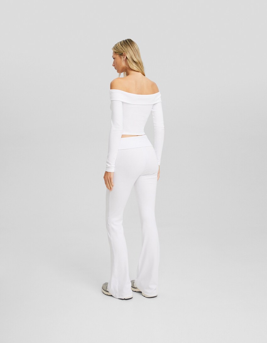 Flared pants-White-2