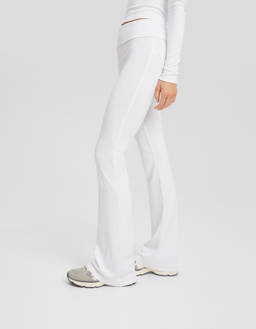 Flared pants-White-3