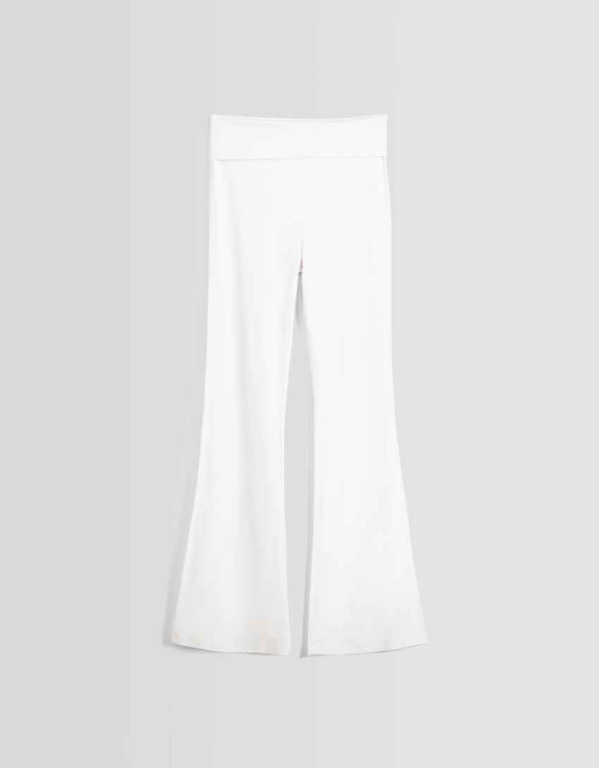 Flared pants-White-4