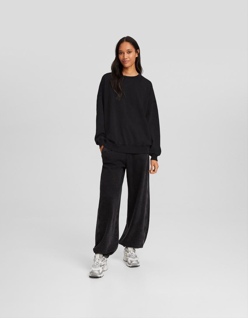 faded-effect-plush-joggers-women-bershka