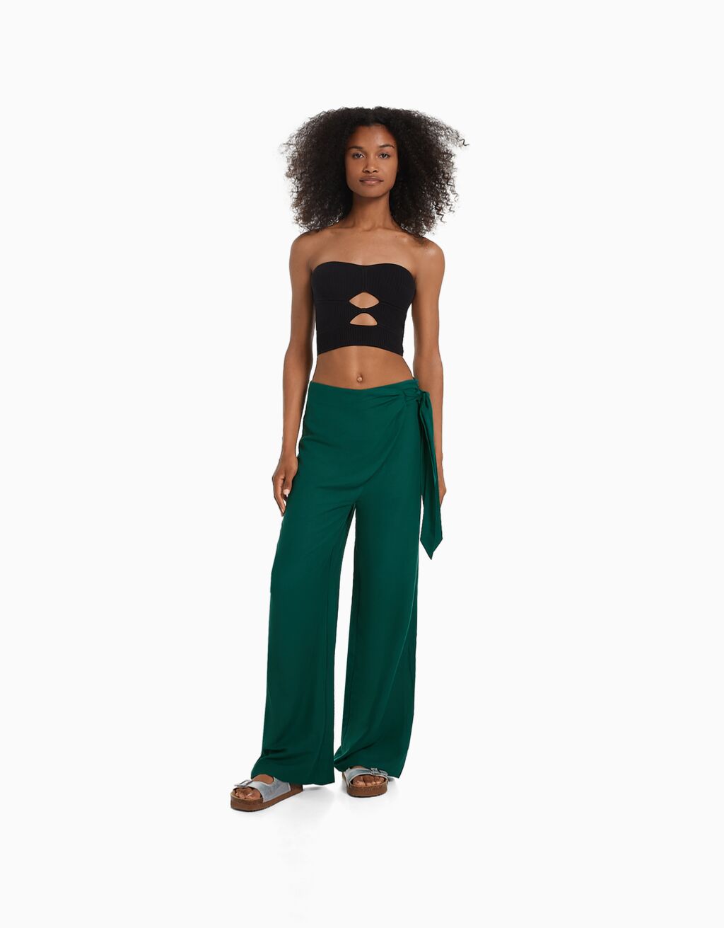Linen blend wrap trousers - Promotion up to 40% off - BSK Teen
