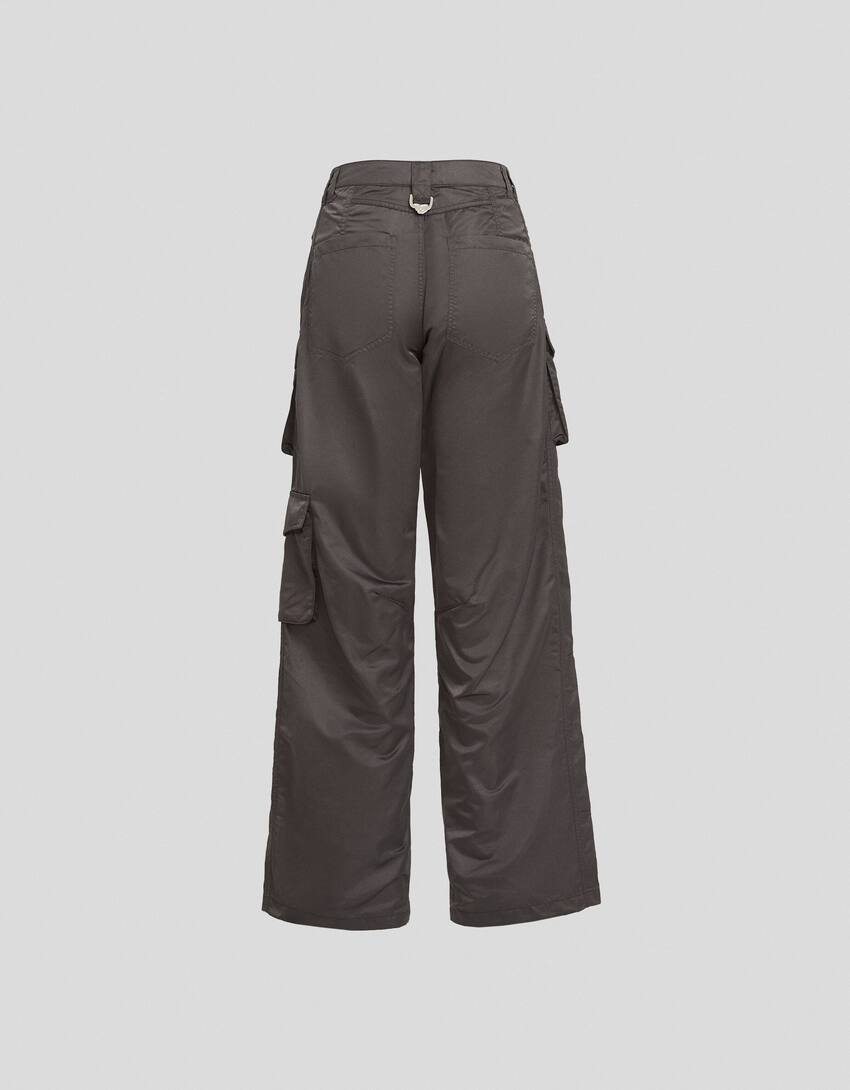 Generation Bershka multi-pocket cargo trousers-Dark grey-1