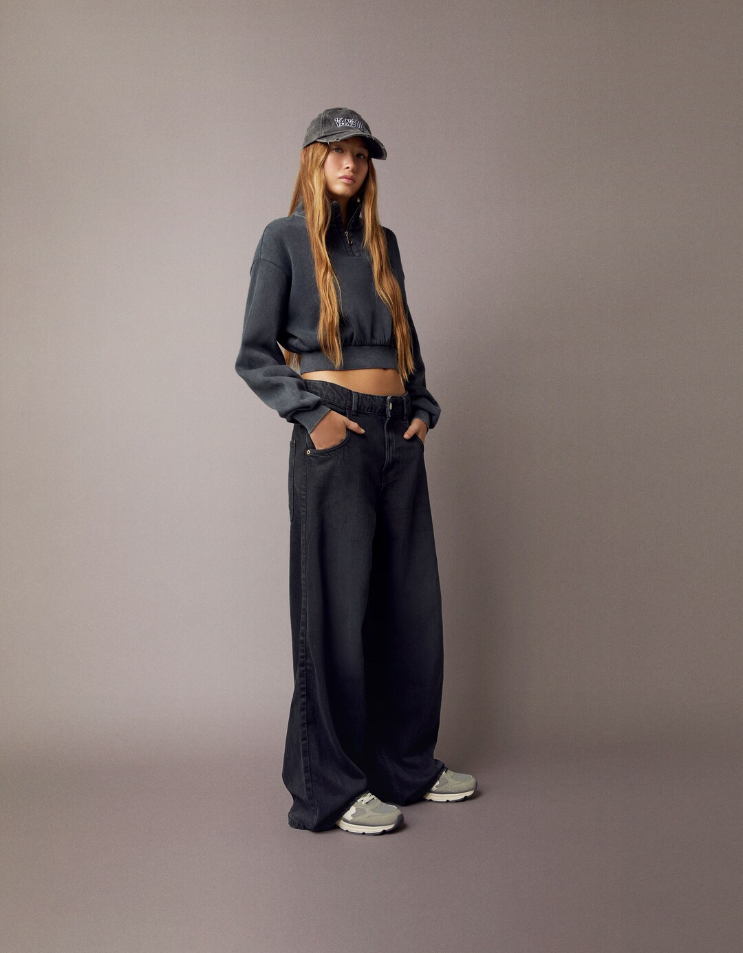 Wide twill skater trousers
