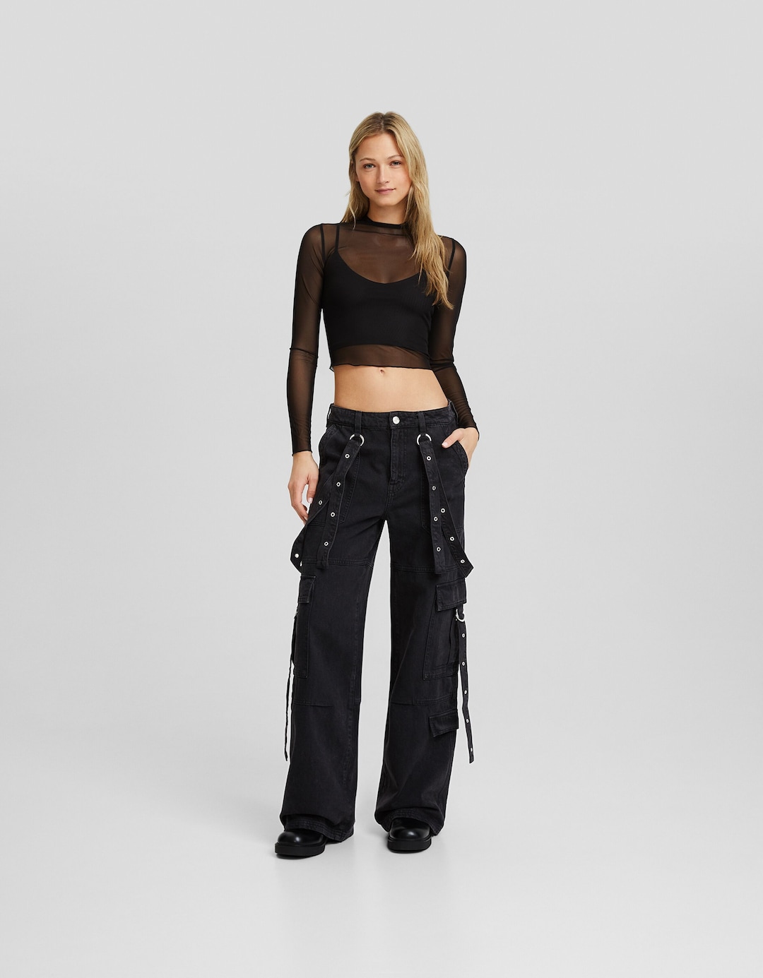 Pantalón cargo sarga tiras