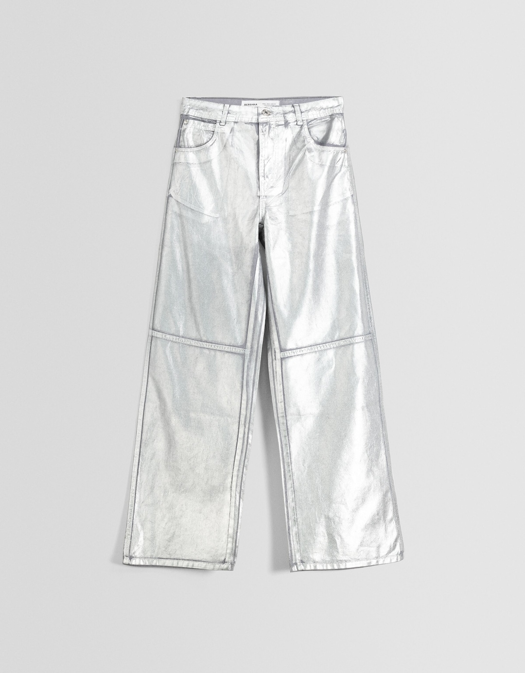 Pantalon straight coton métallisé