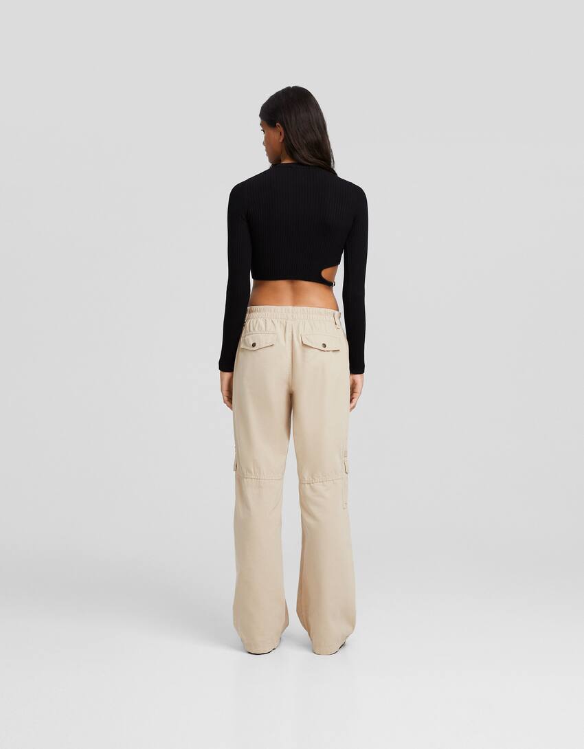 Cotton cargo trousers-Sand-2