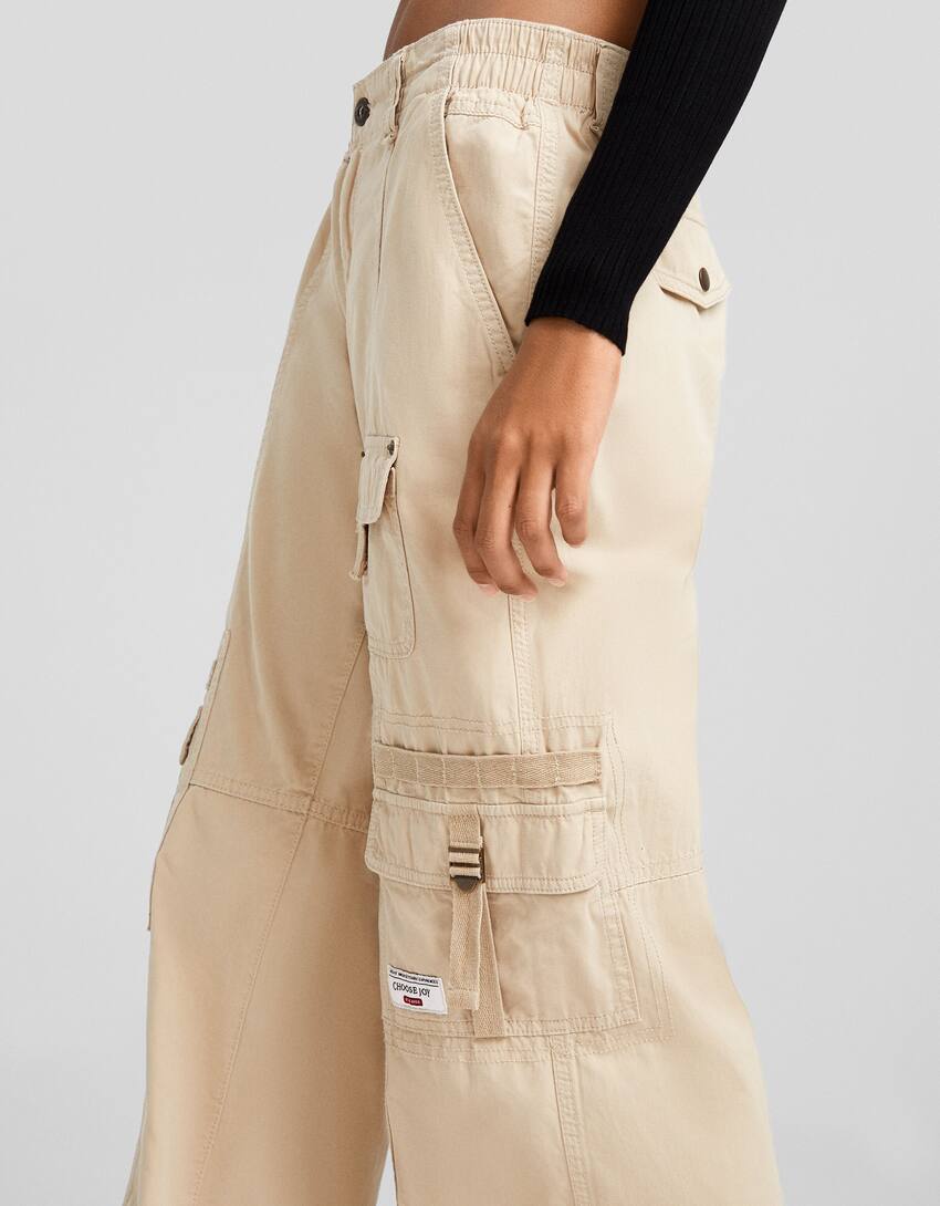 Cotton cargo trousers-Sand-3
