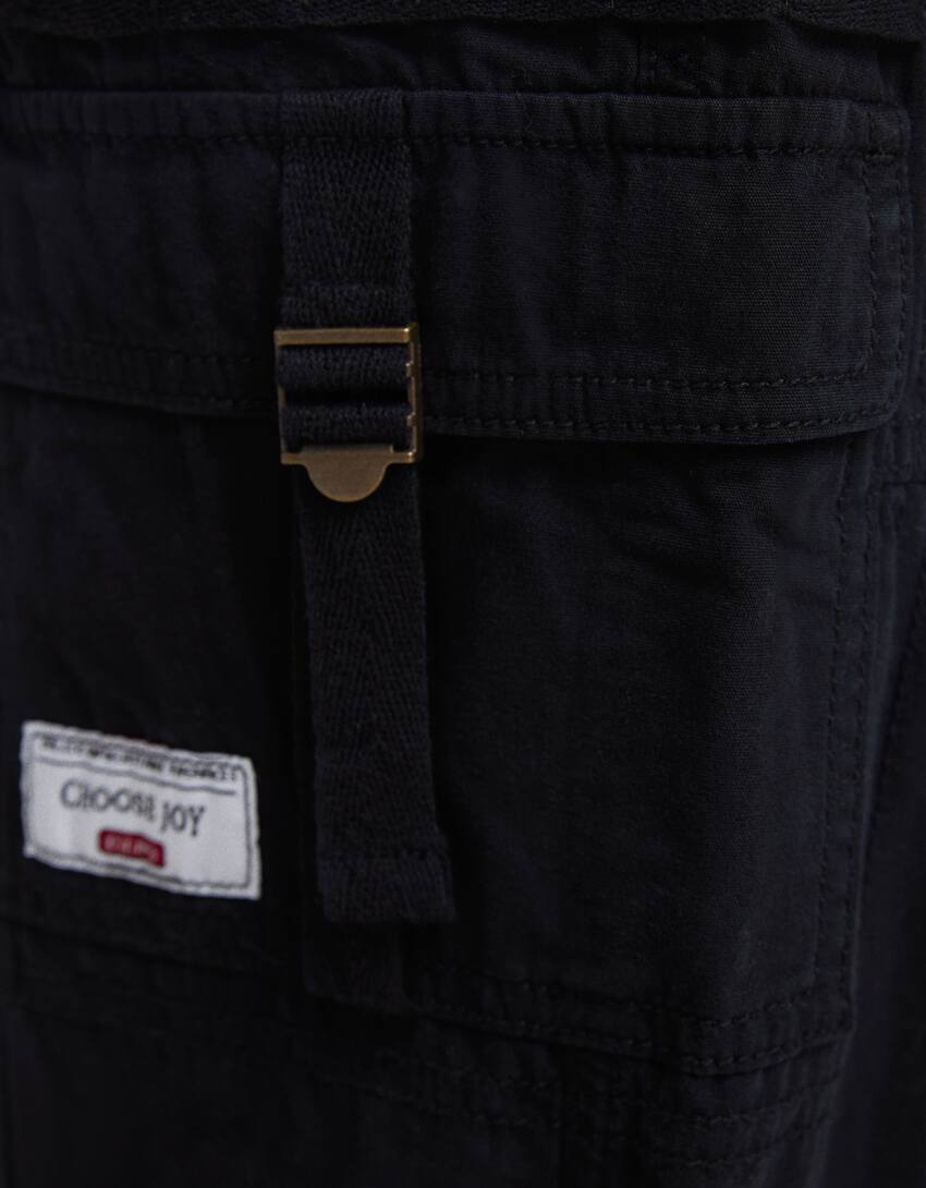 Cotton cargo trousers-Black-5