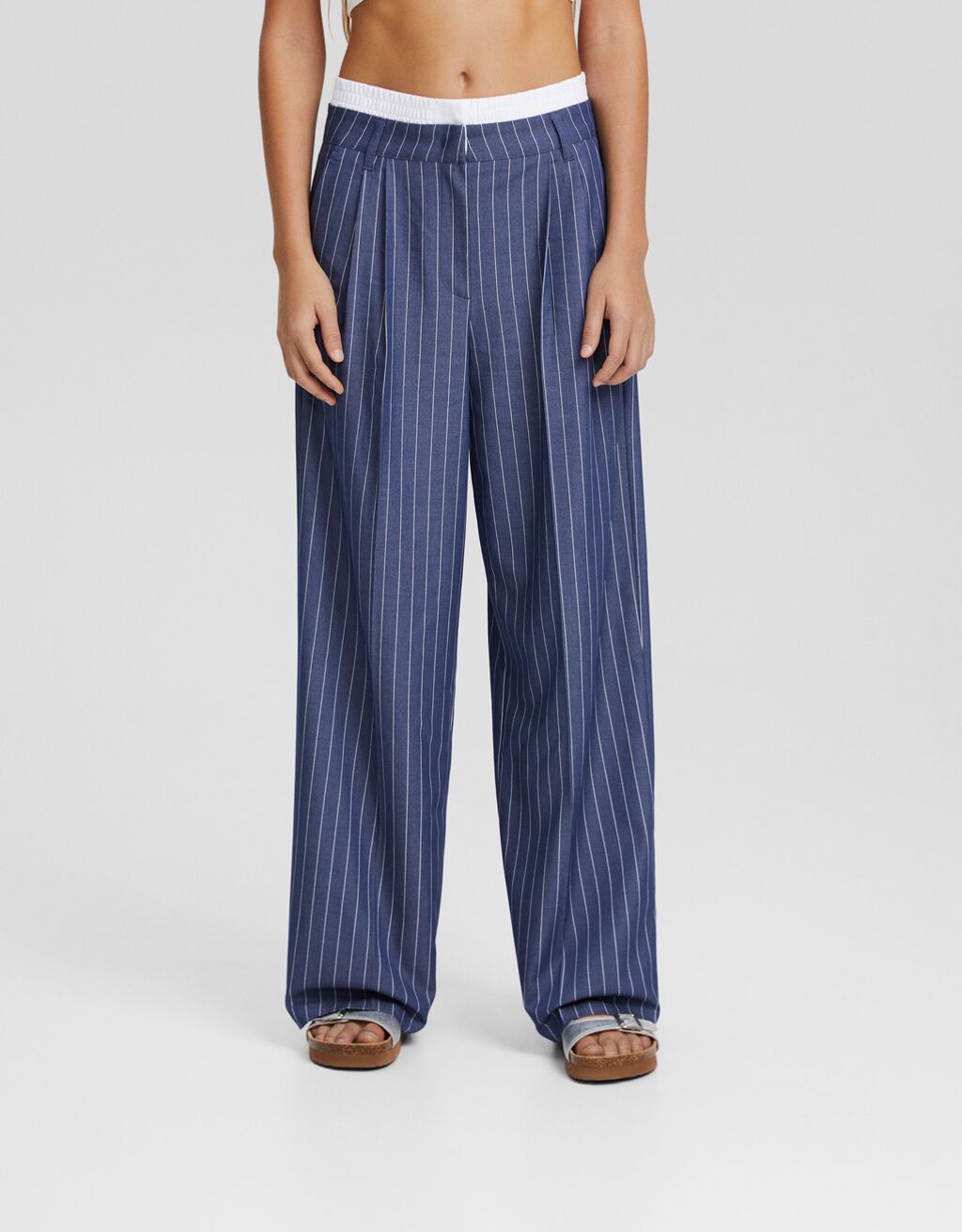 Tailored trousers with underwear-Blue-1