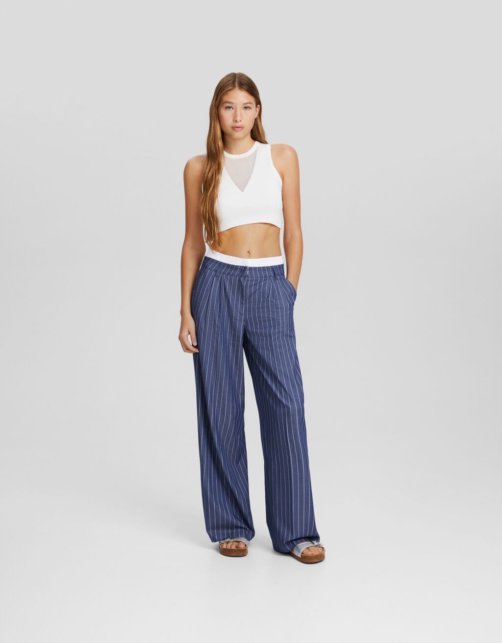 Tailored trousers with underwear-Blue-0