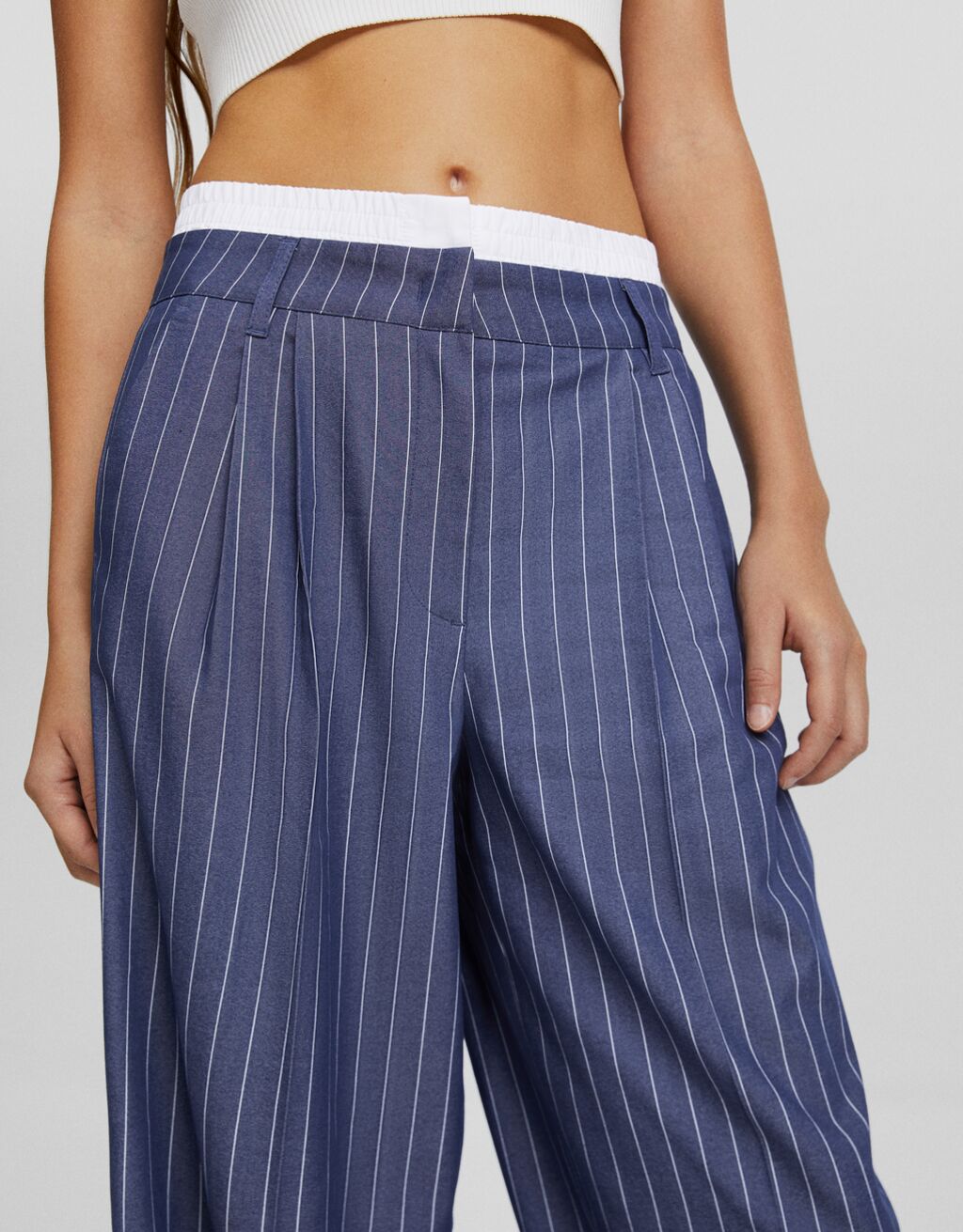 Tailored trousers with underwear-Blue-3