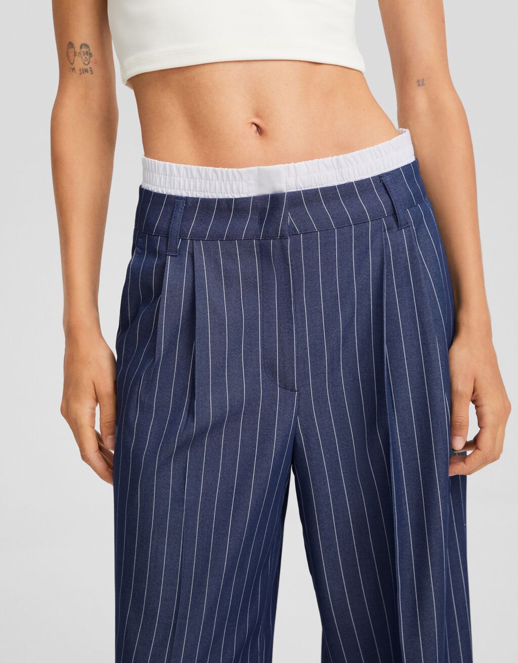 Tailored trousers with underwear-Blue-3