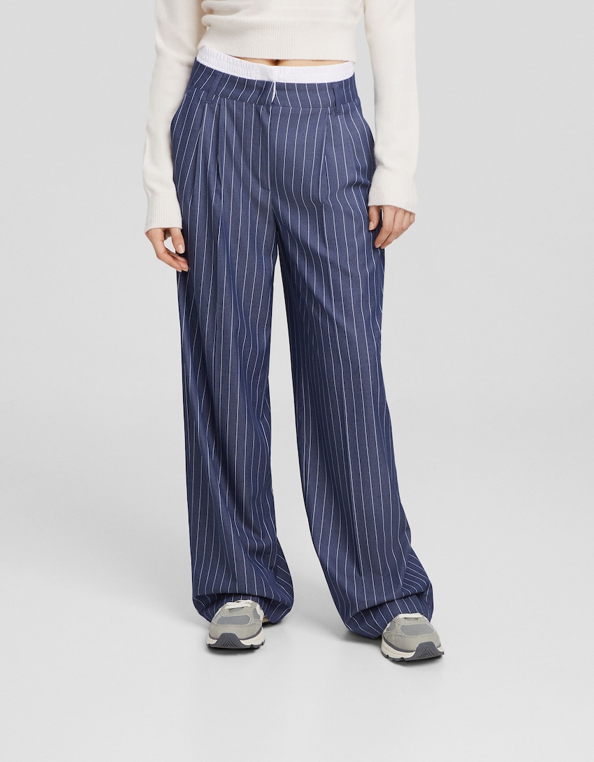 Tailored trousers with underwear-Blue-1