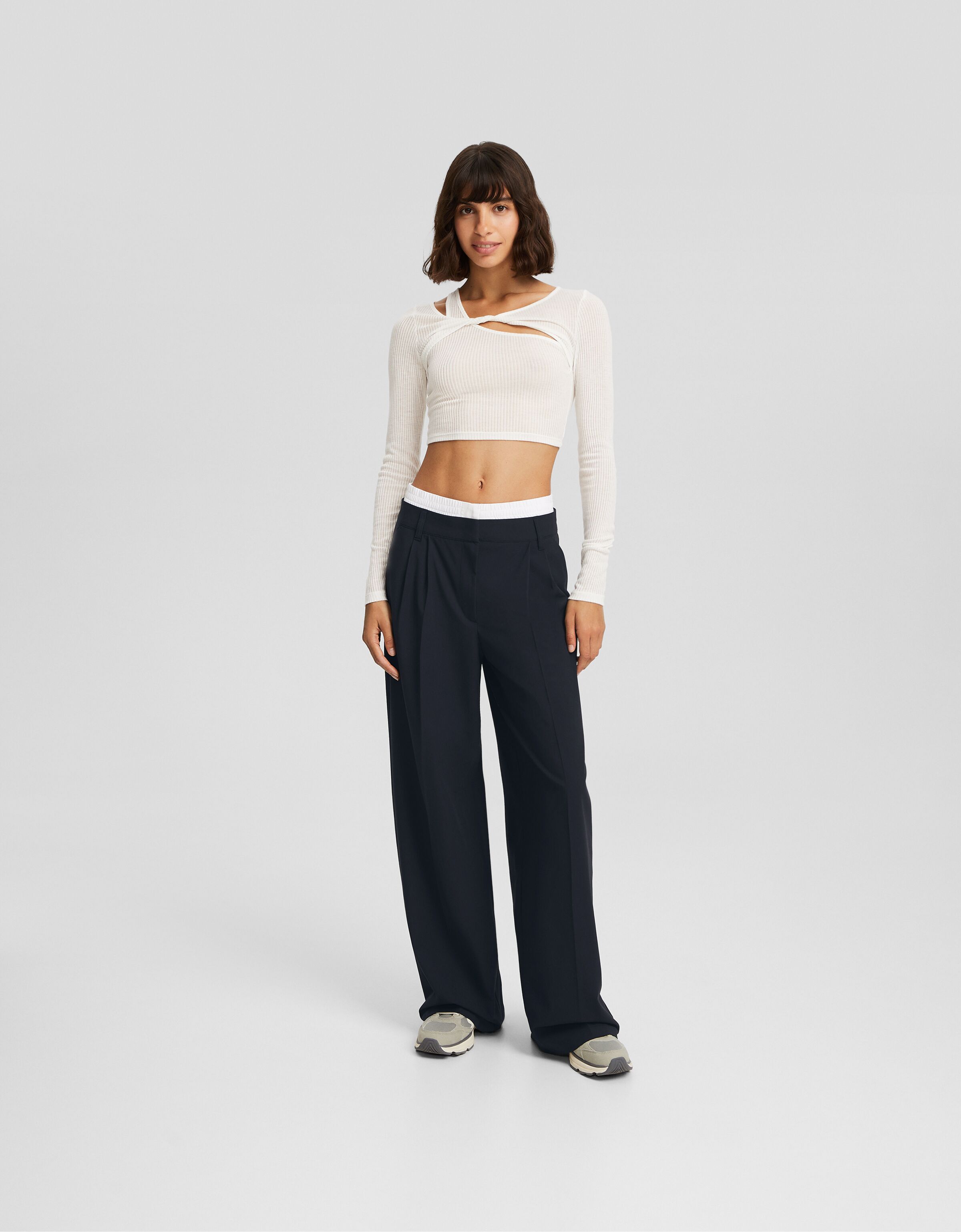 Pantaloni tailored fit underwear Donna Bershka