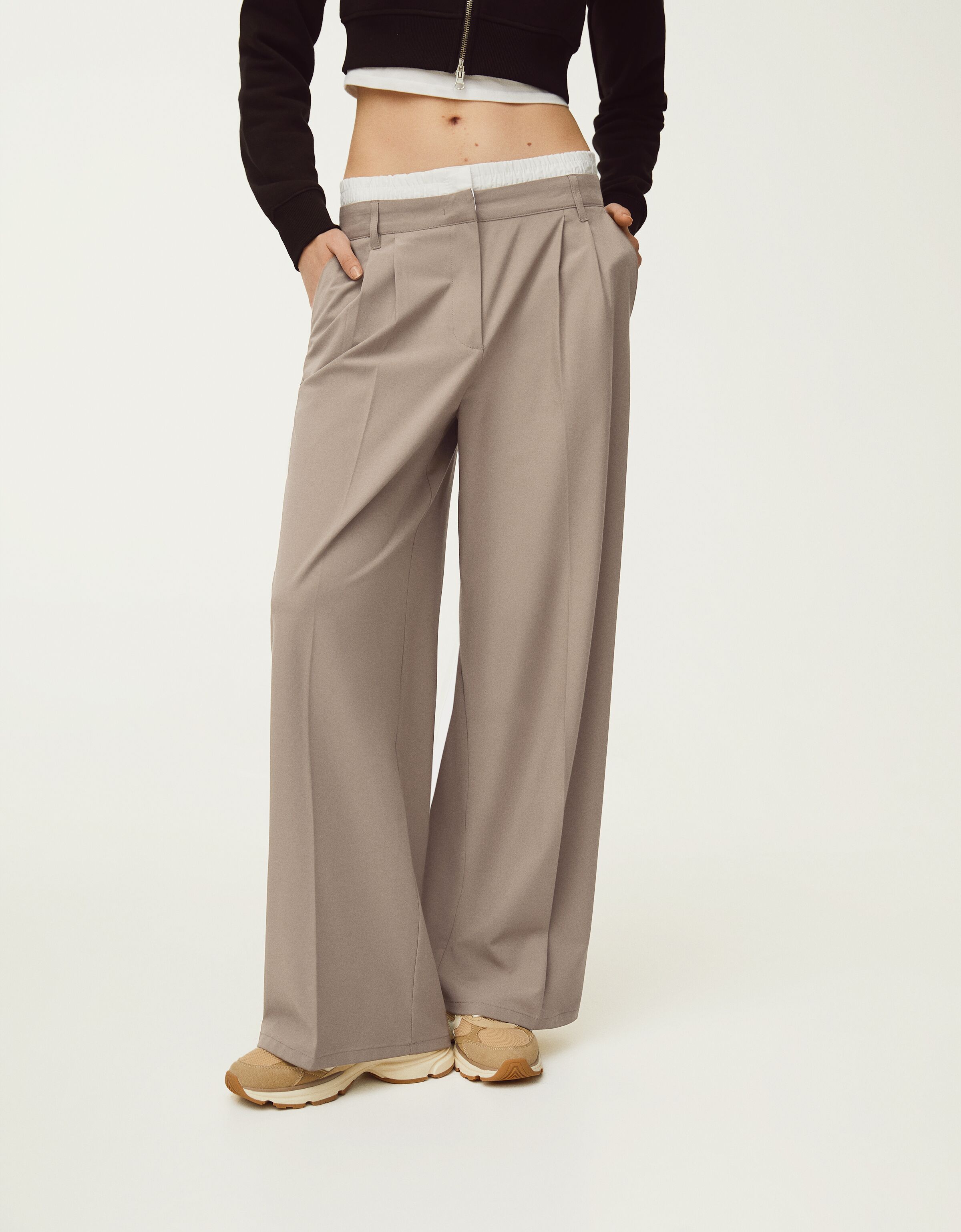 Pantalon marron mujer bershka hot sale