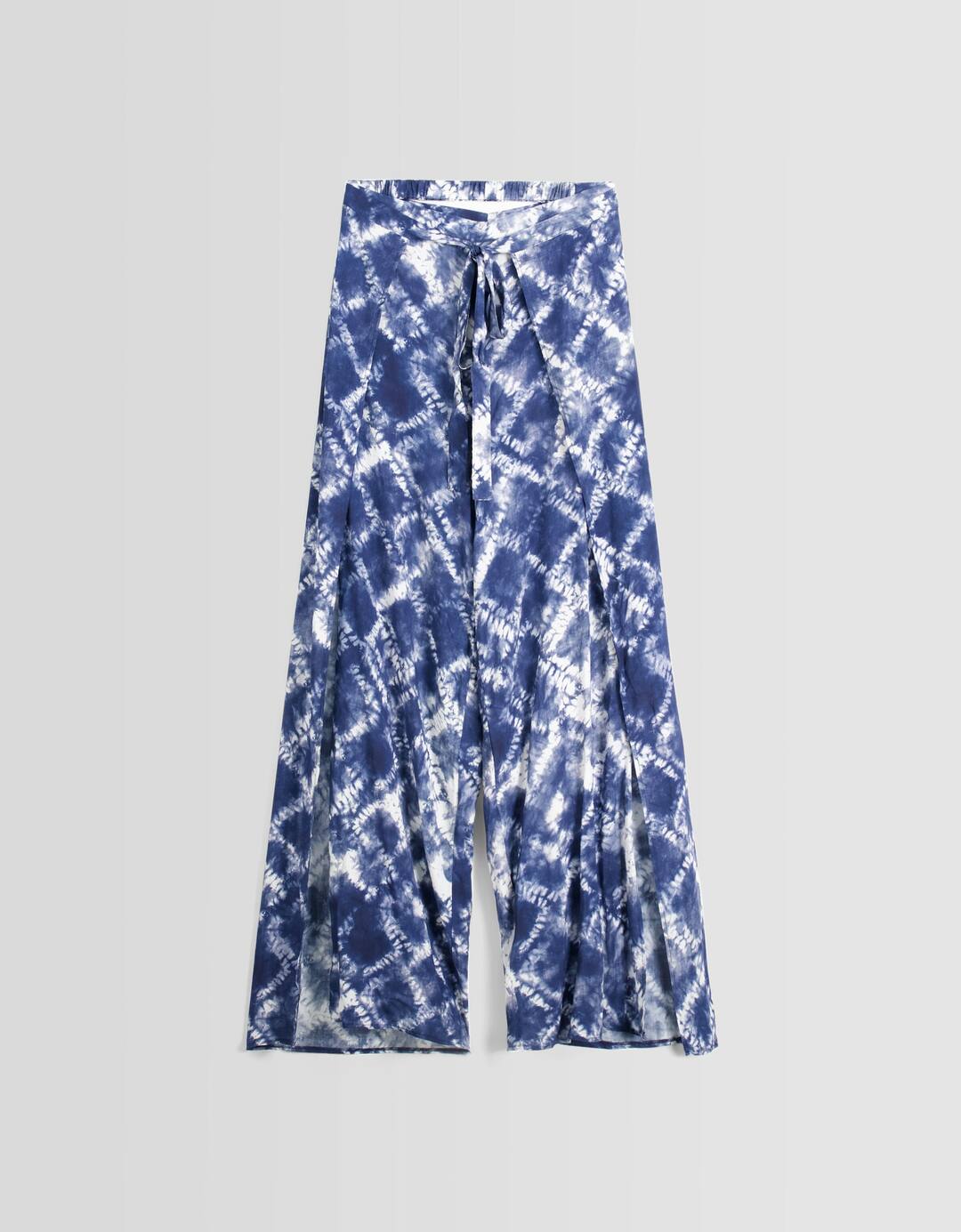 Flowing printed wrap trousers