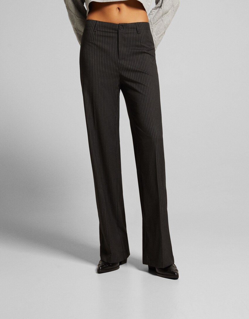Wide-leg tailoring trousers-Grey-1