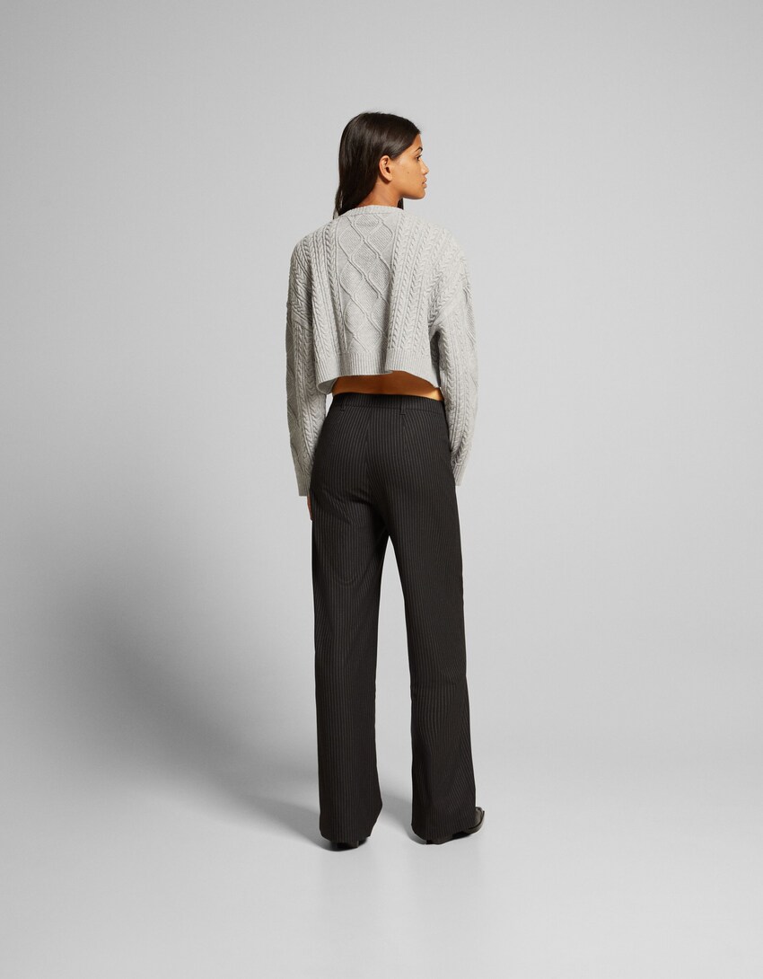 Wide-leg tailoring trousers-Grey-2