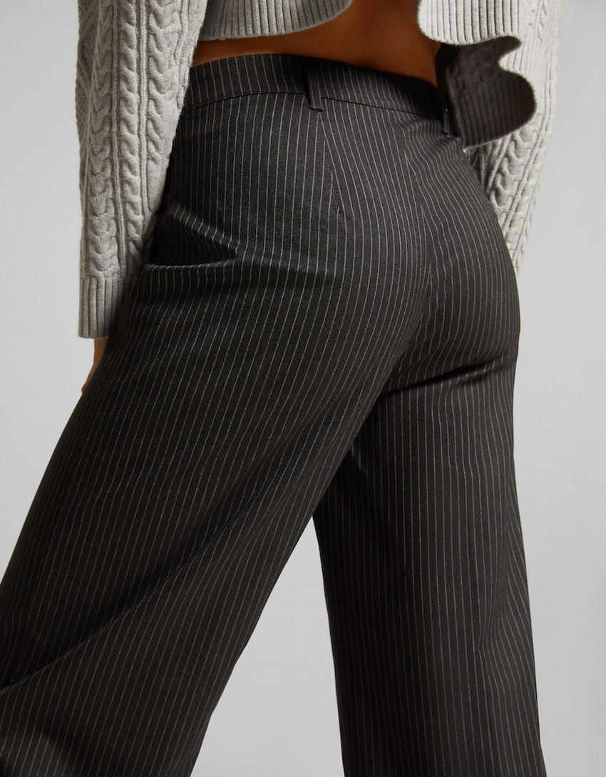 Wide-leg tailoring trousers-Grey-3