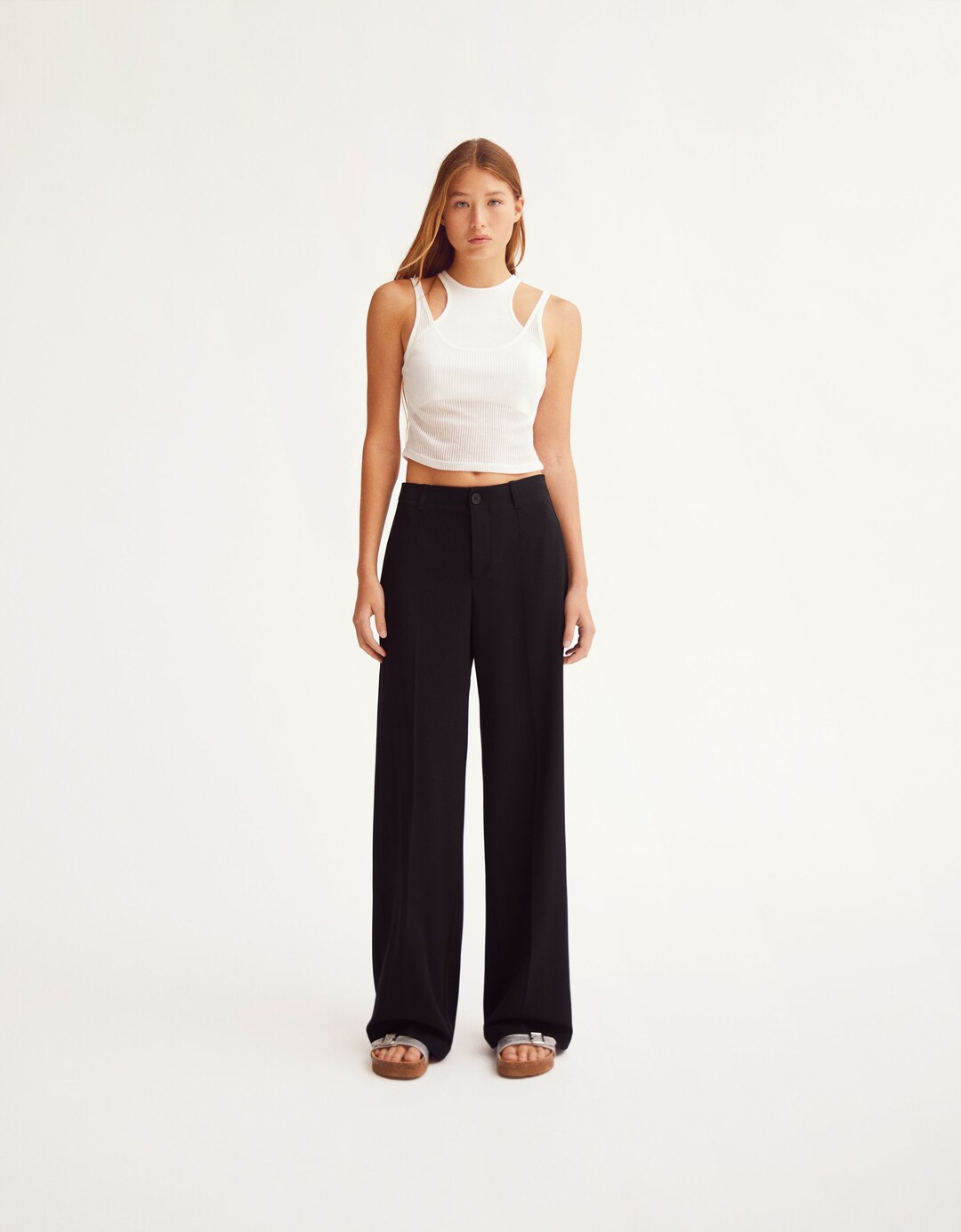 Pantalon jambe large coupe tailleur