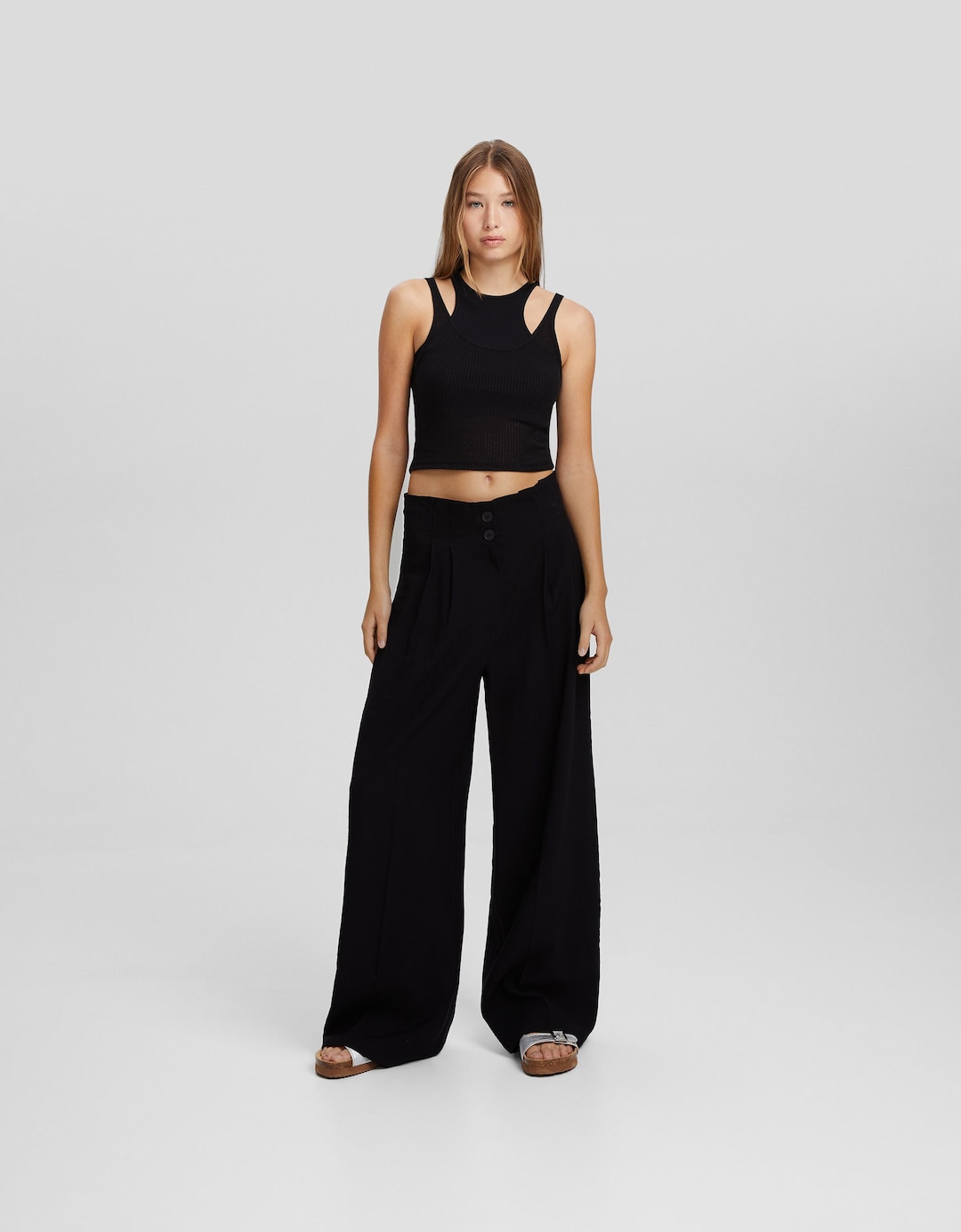 Wide-leg tailored rustic trousers