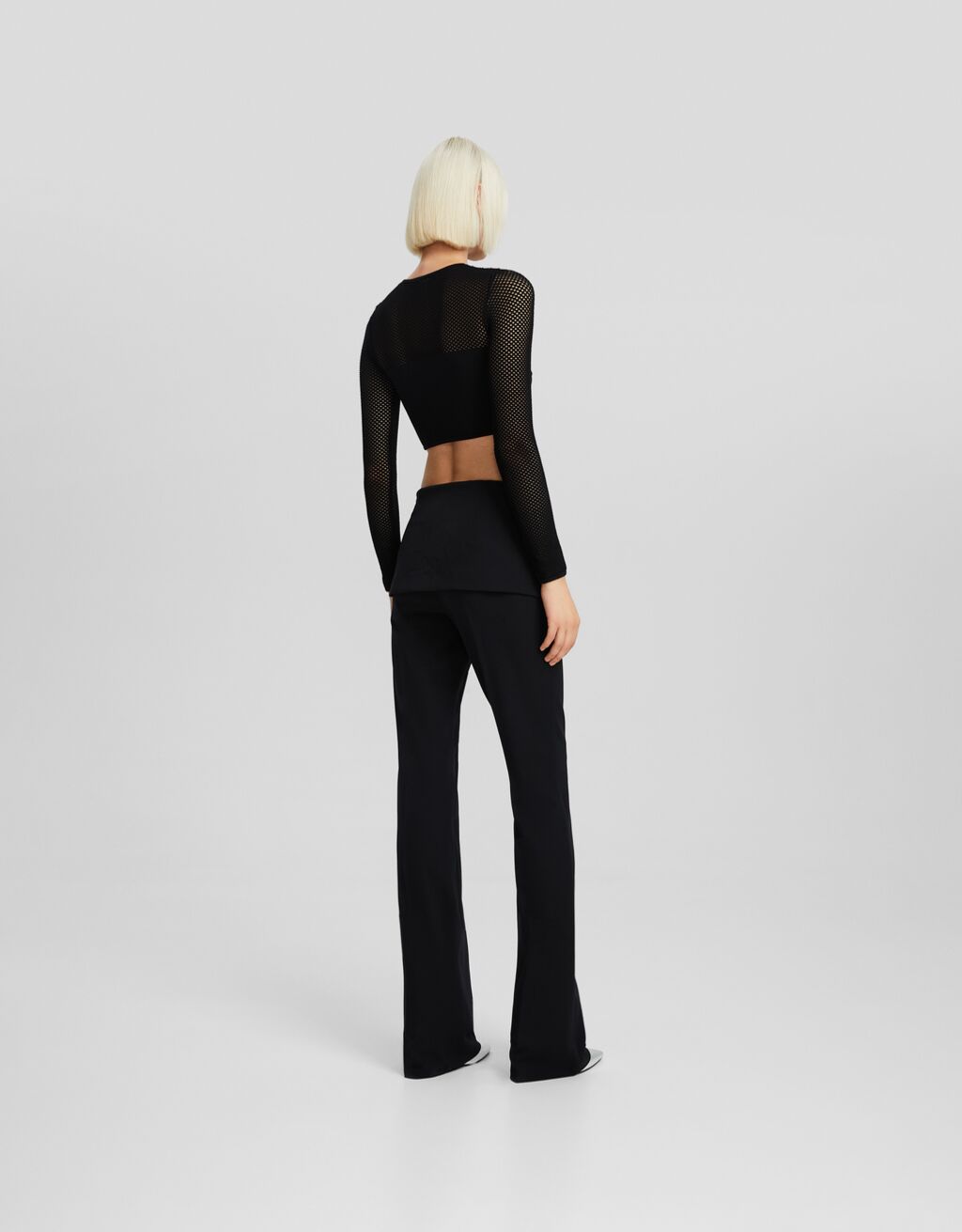 Tailored trousers with apron overlay-Black-2