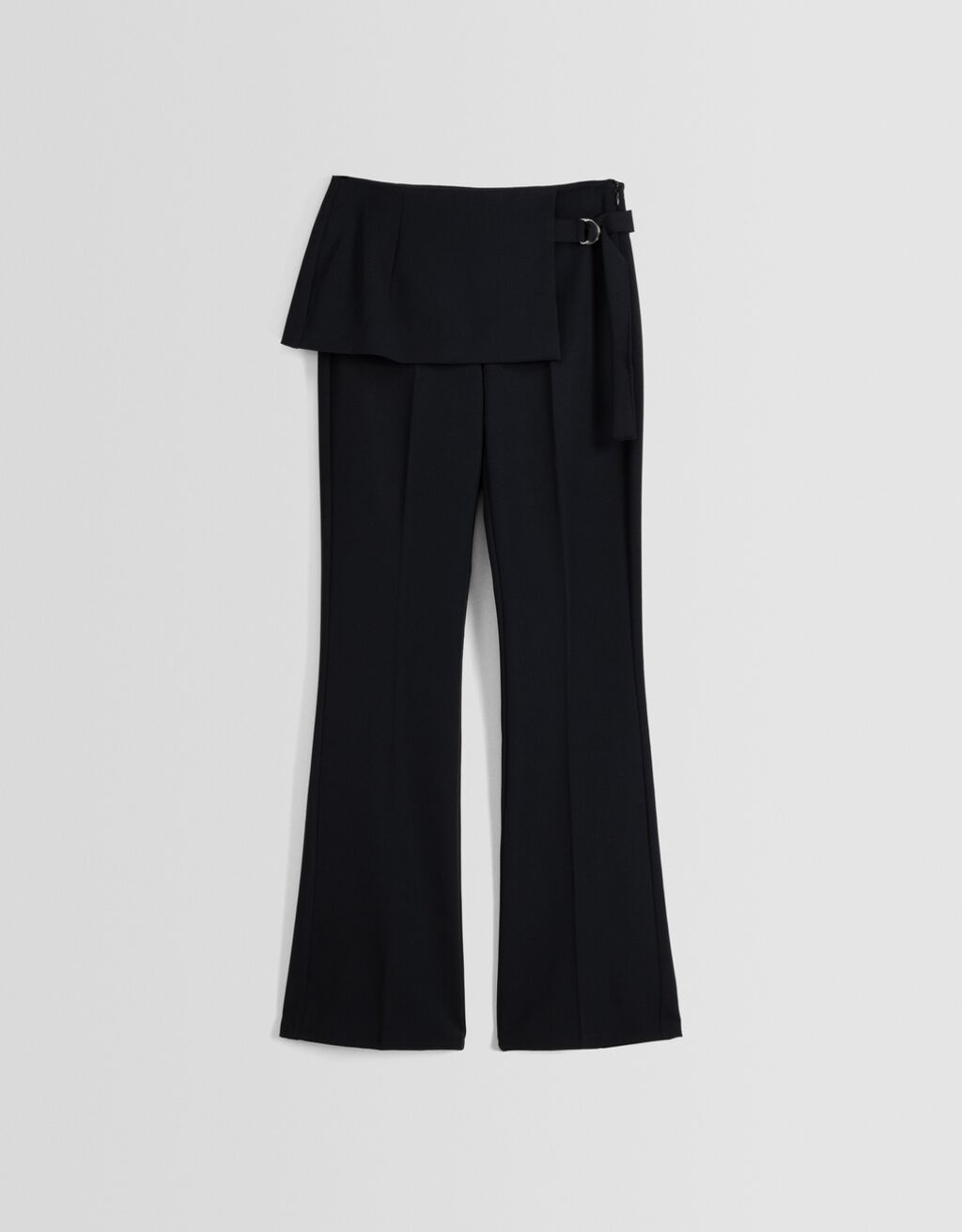Tailored trousers with apron overlay-Black-5