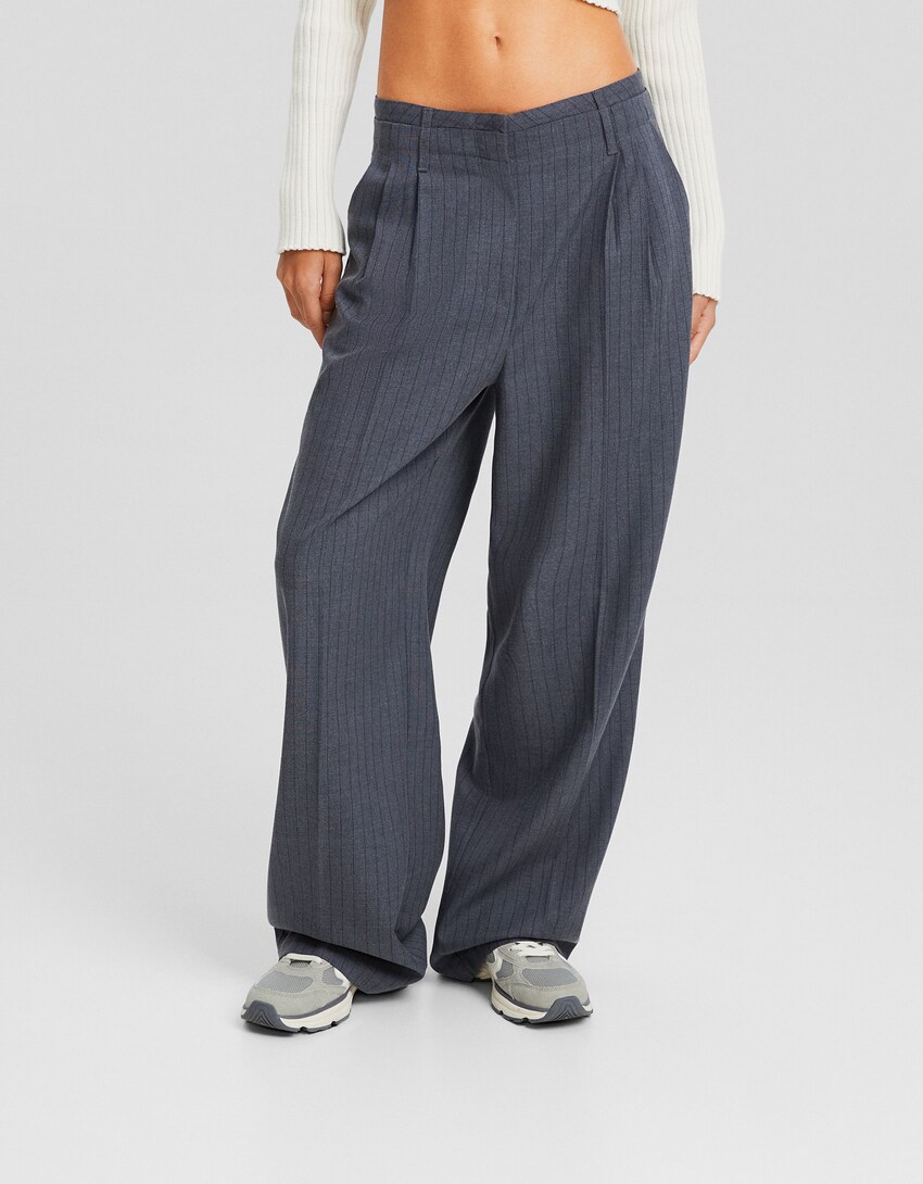 Dad fit tailored trousers-Blue-1