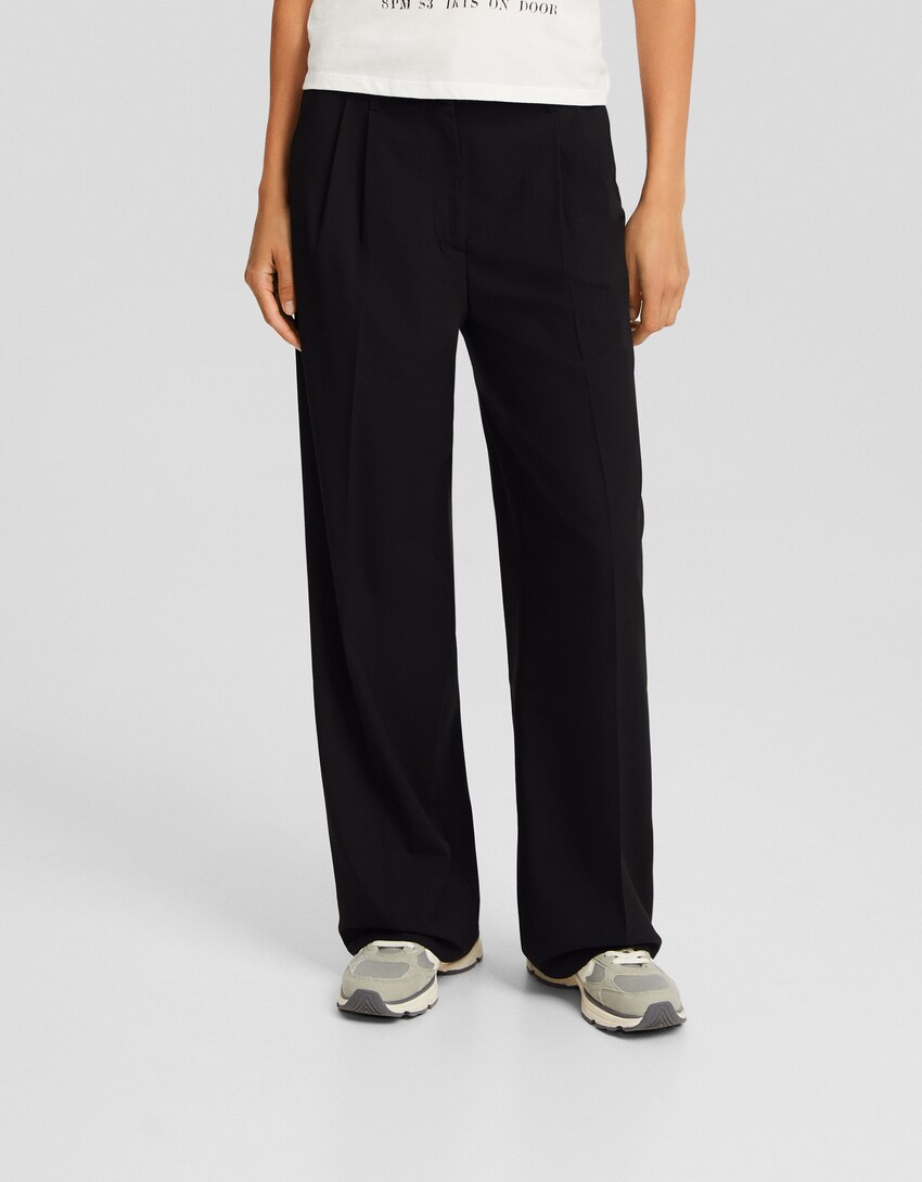 Dad-fit tailored pants-Black-1