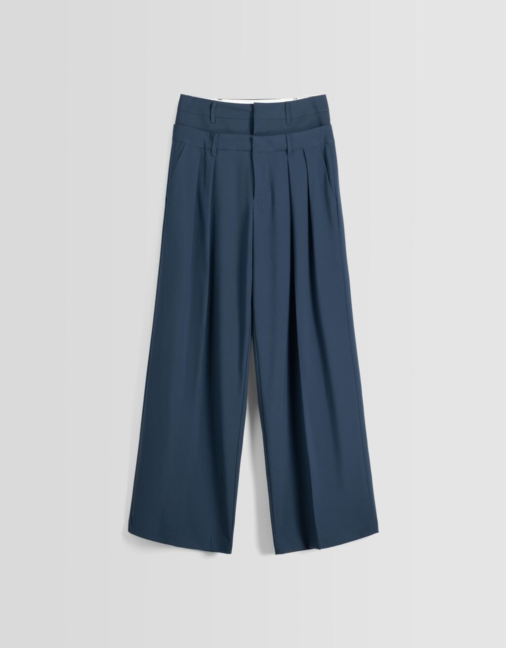 Tailored double waist trousers-Blue-4