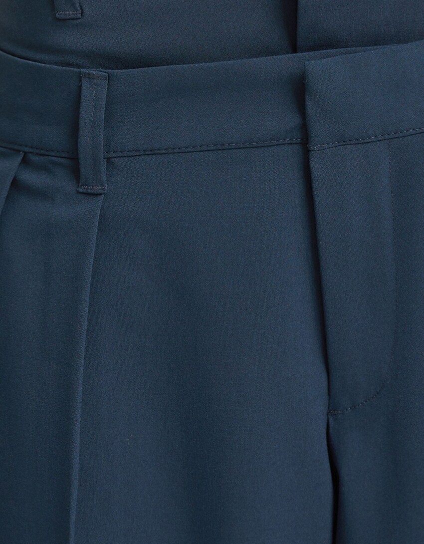 Tailored double waist trousers-Blue-5