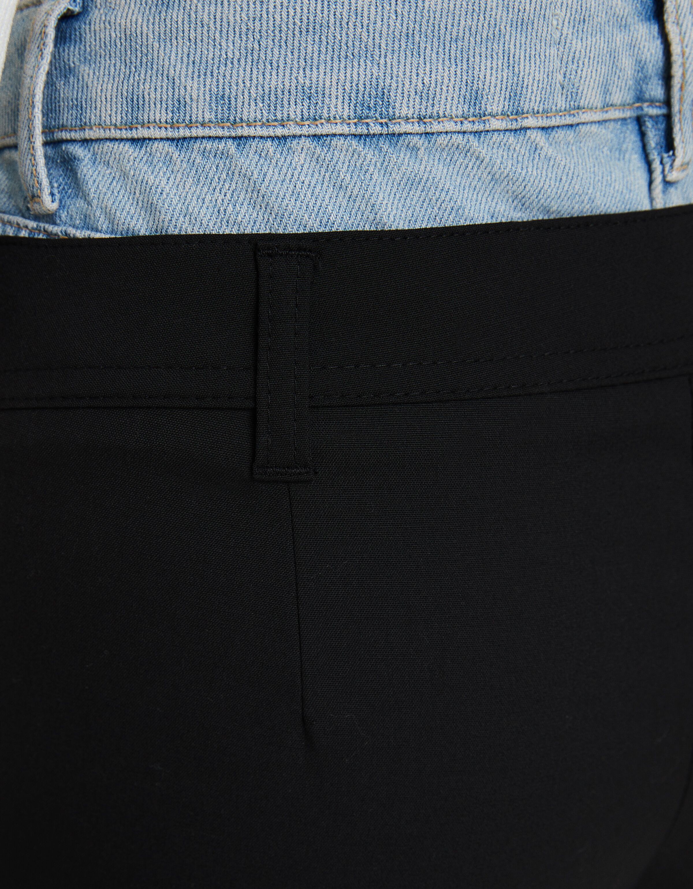 Tailored trousers with contrast denim waist-Black-6