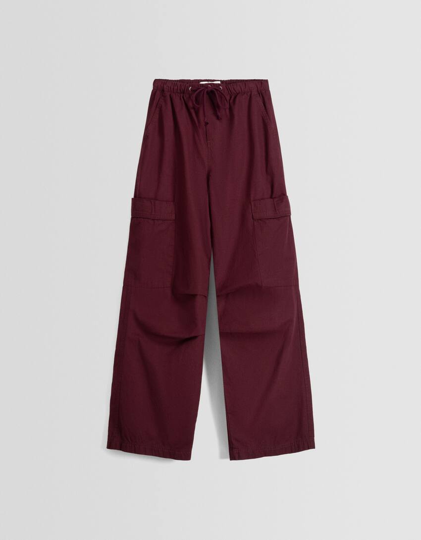 Cotton parachute trousers-garnet-4