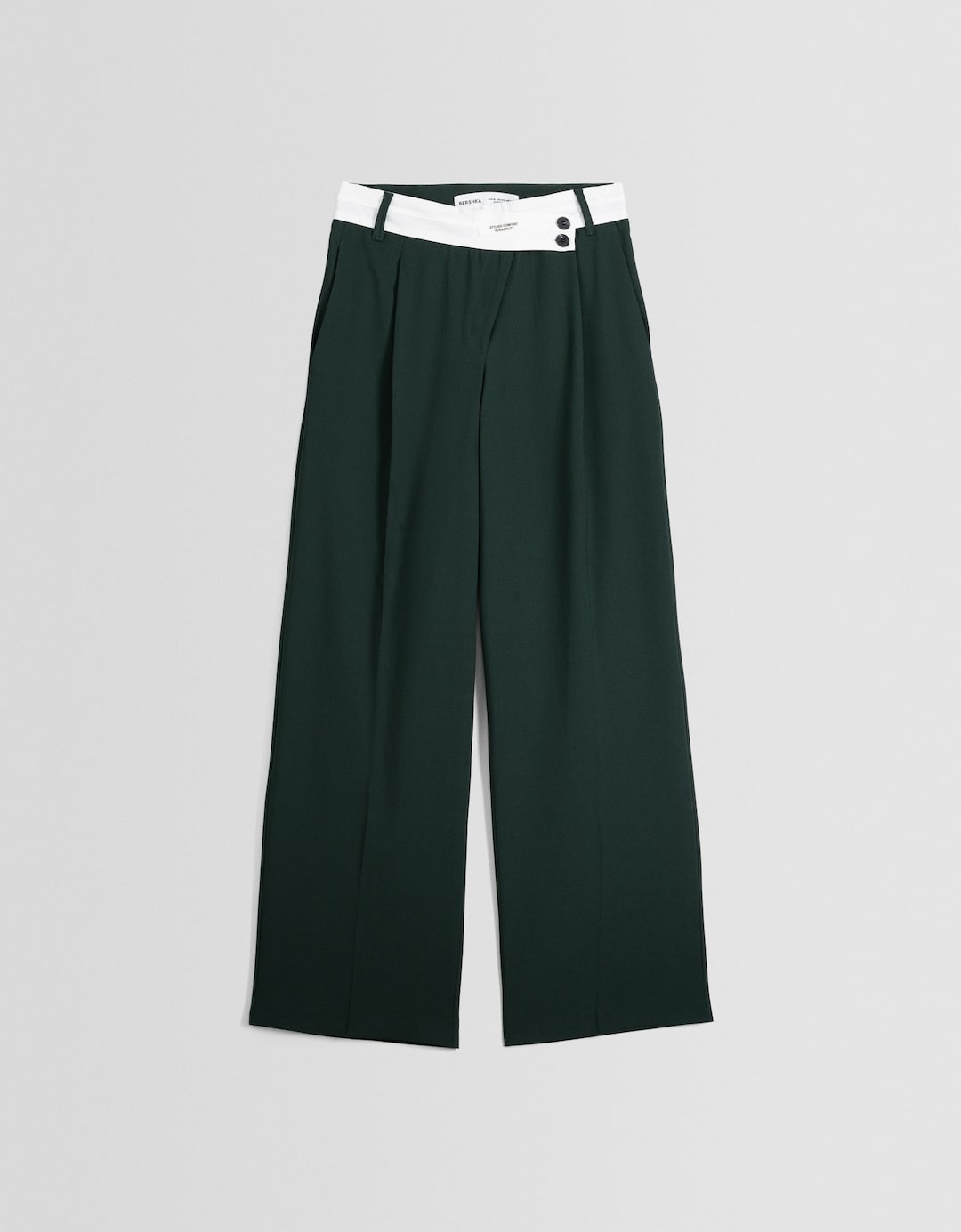 Tailored dad fit trousers with contrast waistband