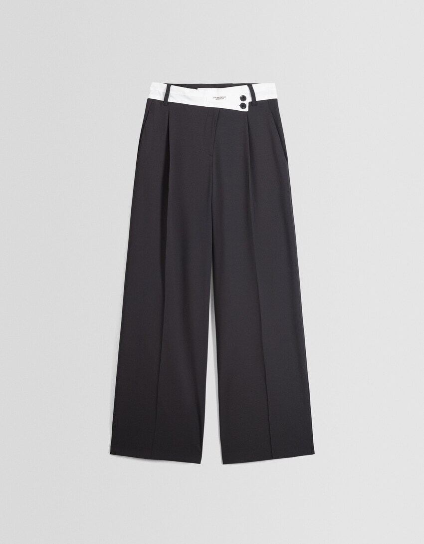 Pantalón dad fit tailoring cintura contraste-Gris oscuro-4
