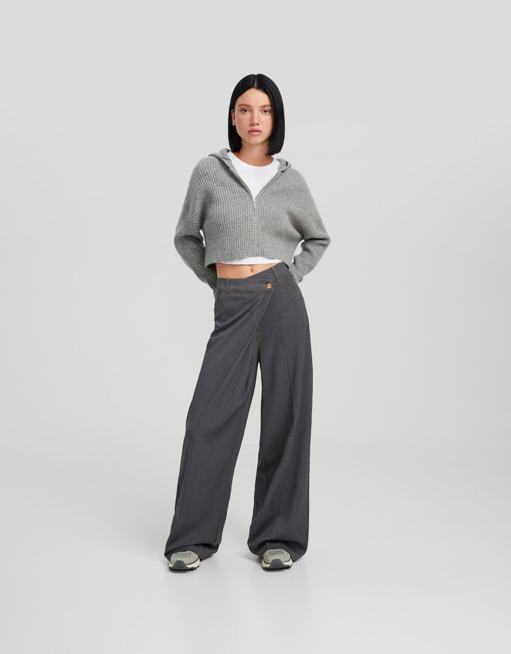 Pantalon jambe large coupe tailleur Femme Bershka