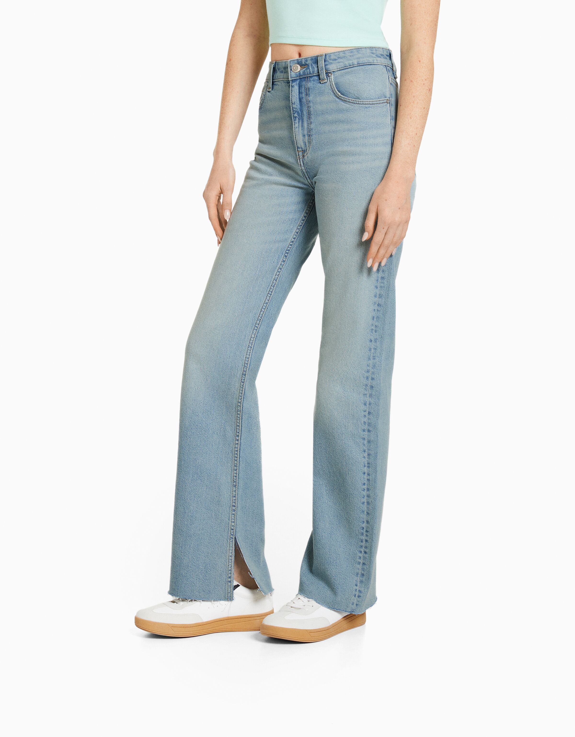 Straight fit relax fit jeans with side split hems Straight BSK