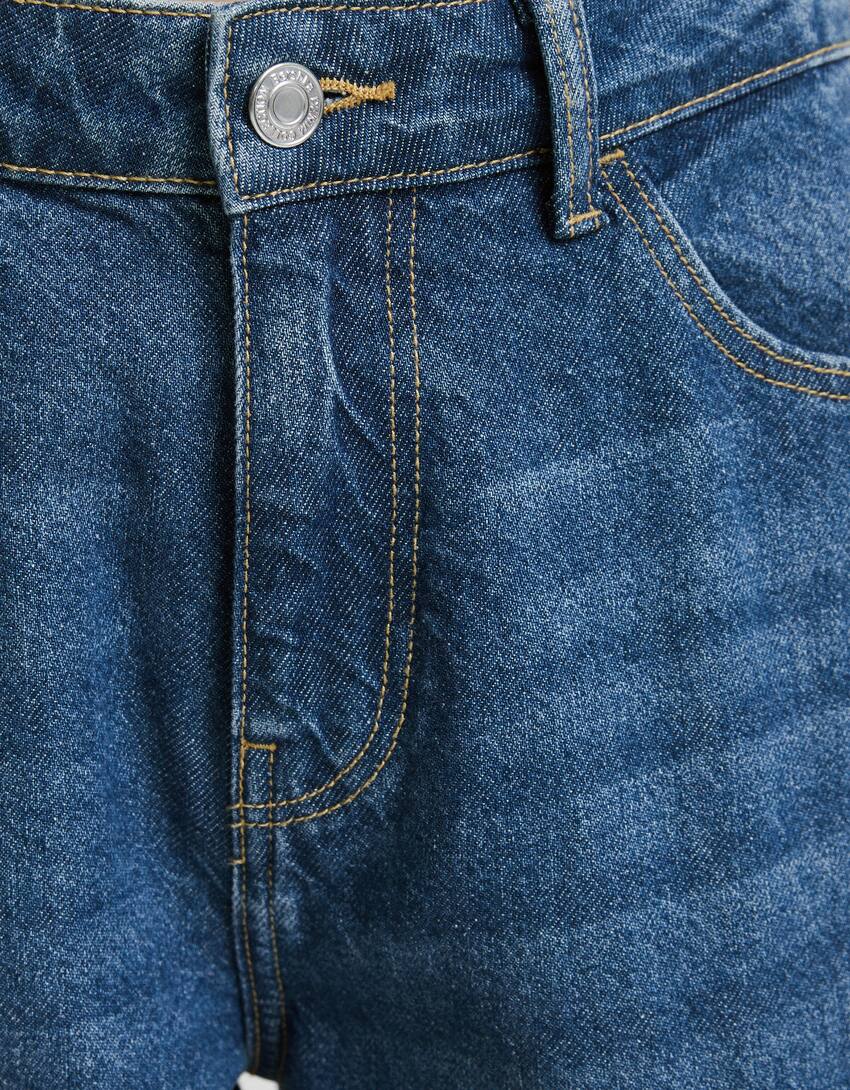 بنطال جينز كارغو بقصّة مستقيمة-أزرق-5