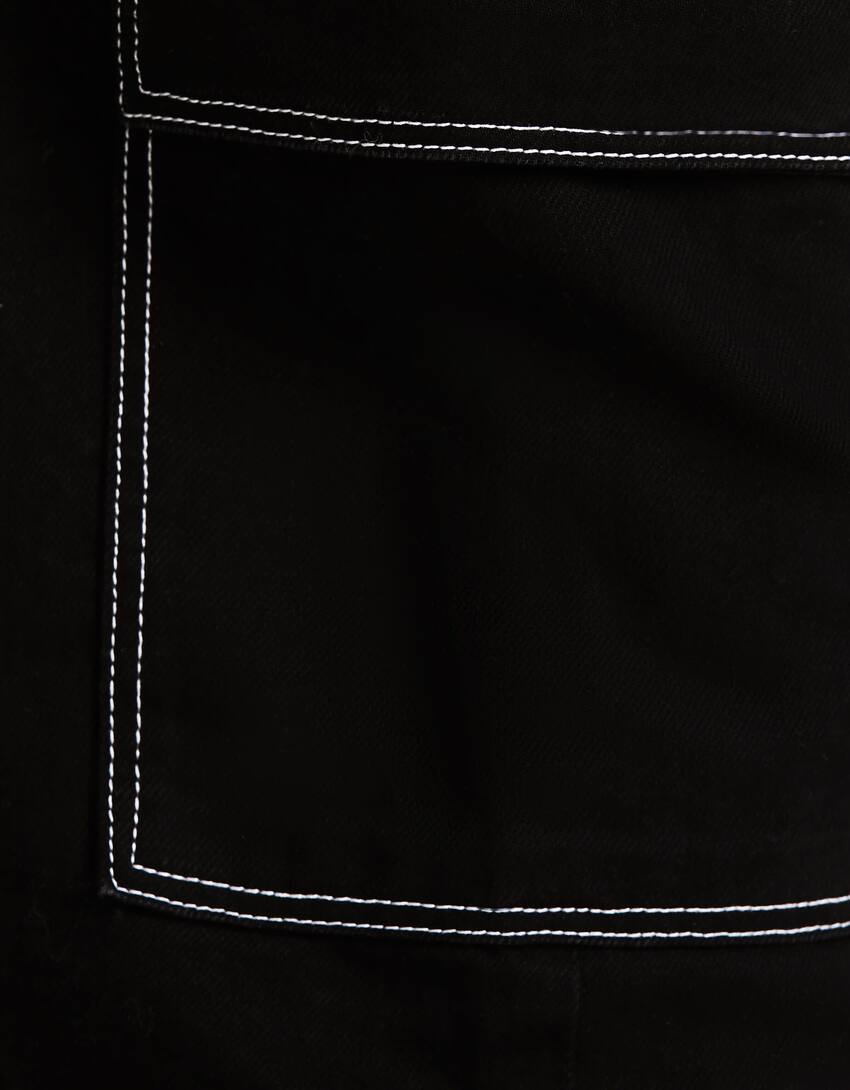 بنطال جينز كارغو بقصّة مستقيمة-أسود-5
