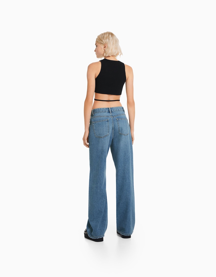 Wide-leg ’90s jeans - Women | Bershka