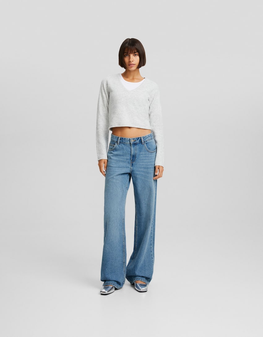 Wide-leg ’90s jeans-Light blue-0